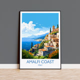 Amalfi Coast Travel Print, Travel Poster of Amalfi Coast, Italy Poster, Amalfi Coast Gift, Sorrento Art, Italy Art Travel Gift NQ Media Designs