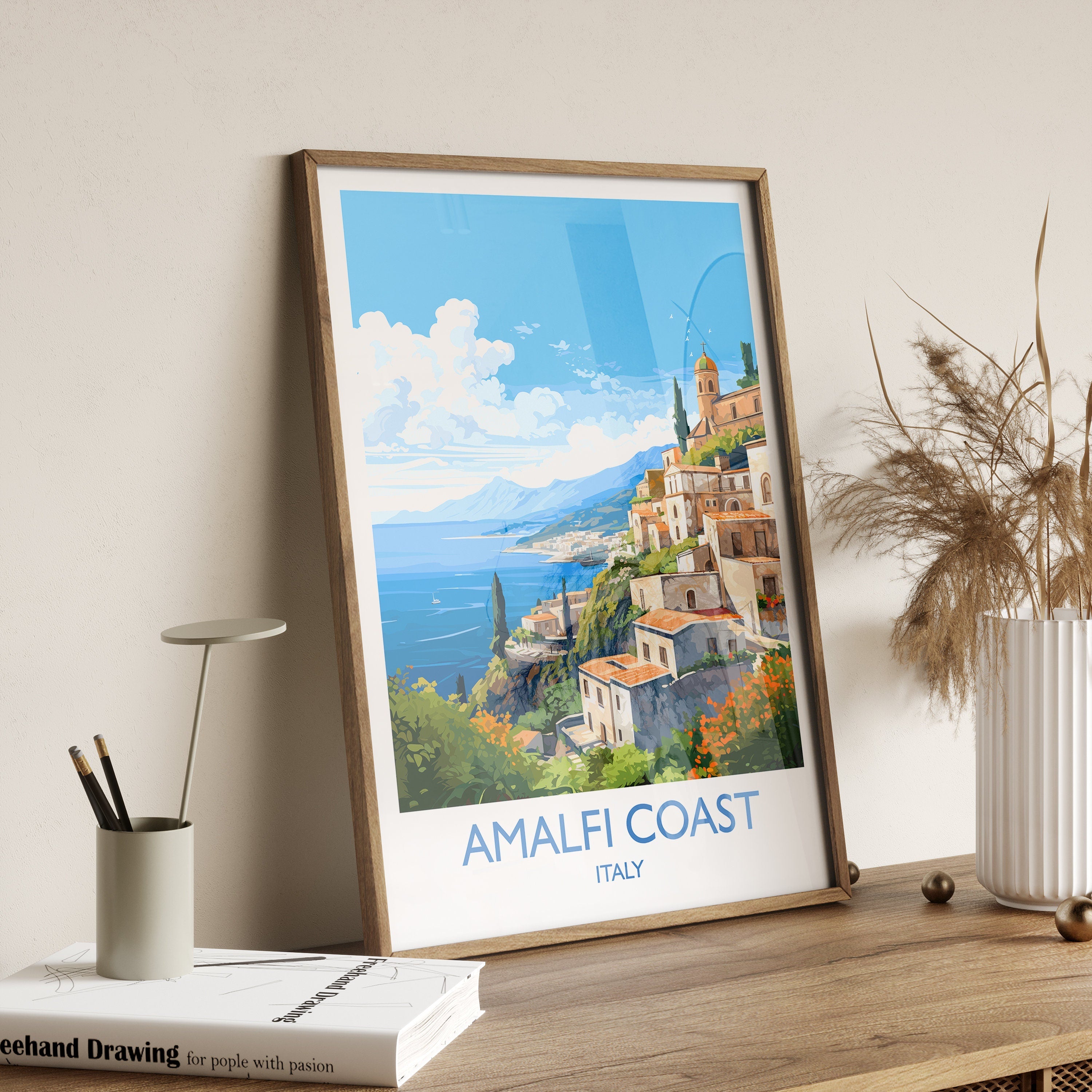 Amalfi Coast Travel Print, Travel Poster of Amalfi Coast, Italy Poster, Amalfi Coast Gift, Sorrento Art, Italy Art Travel Gift NQ Media Designs