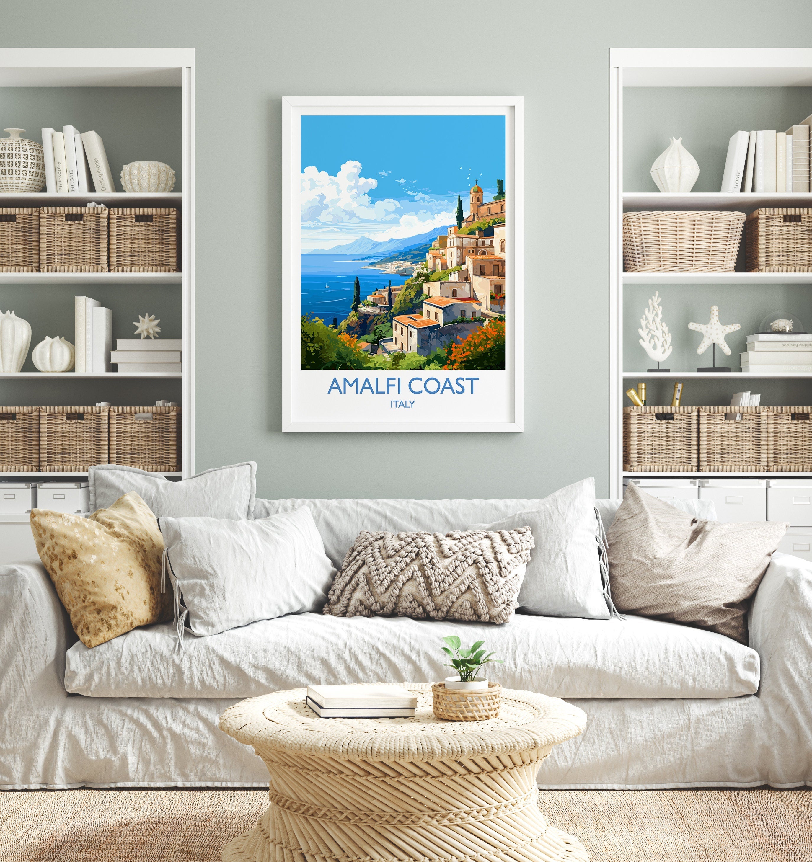 Amalfi Coast Travel Print, Travel Poster of Amalfi Coast, Italy Poster, Amalfi Coast Gift, Sorrento Art, Italy Art Travel Gift NQ Media Designs