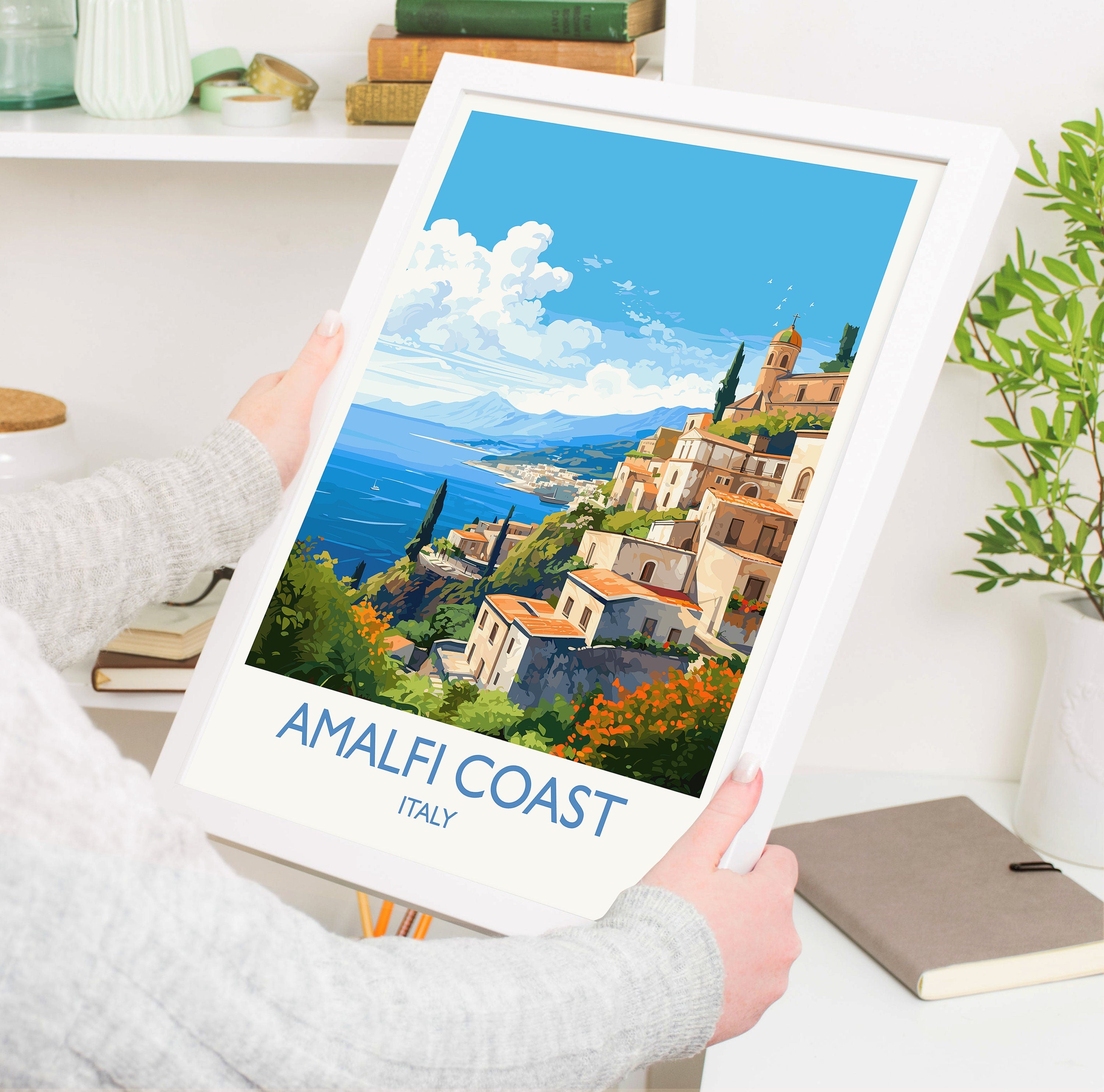 Amalfi Coast Travel Print, Travel Poster of Amalfi Coast, Italy Poster, Amalfi Coast Gift, Sorrento Art, Italy Art Travel Gift NQ Media Designs