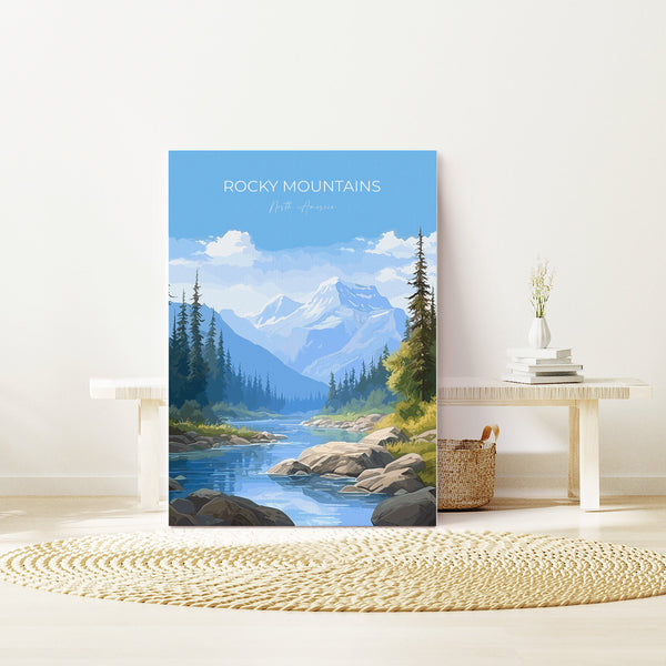 Rocky Mountains Poster, Travel Print of Rocky Mountains, Rockies Art North America, USA, Canada, Travel Gift