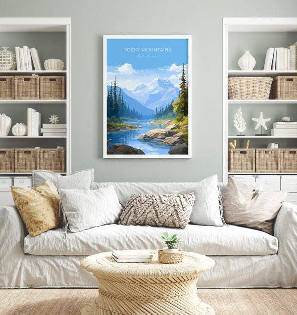 Rocky Mountains Poster, Travel Print of Rocky Mountains, Rockies Art North America, USA, Canada, Travel Gift