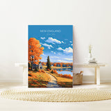 New England Print, Travel Poster of New England, USA print gift, New England Gift Art, Travel Gift NQ Media Designs