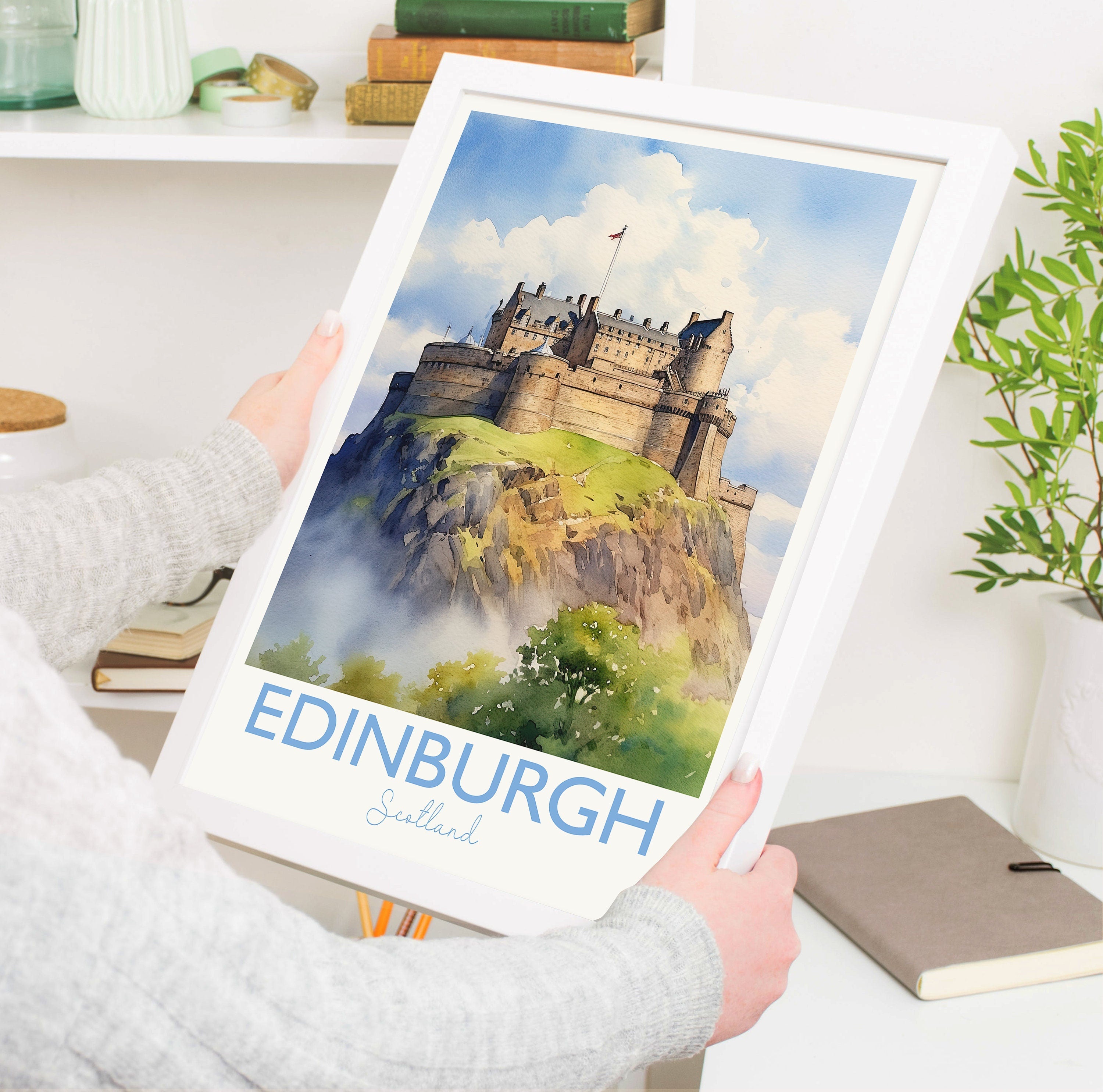 Edinburgh Travel Print, Travel Poster of Edinburgh, Scotland, Edinburgh Gift, Travel Watercolour Gift NQ Media Designs