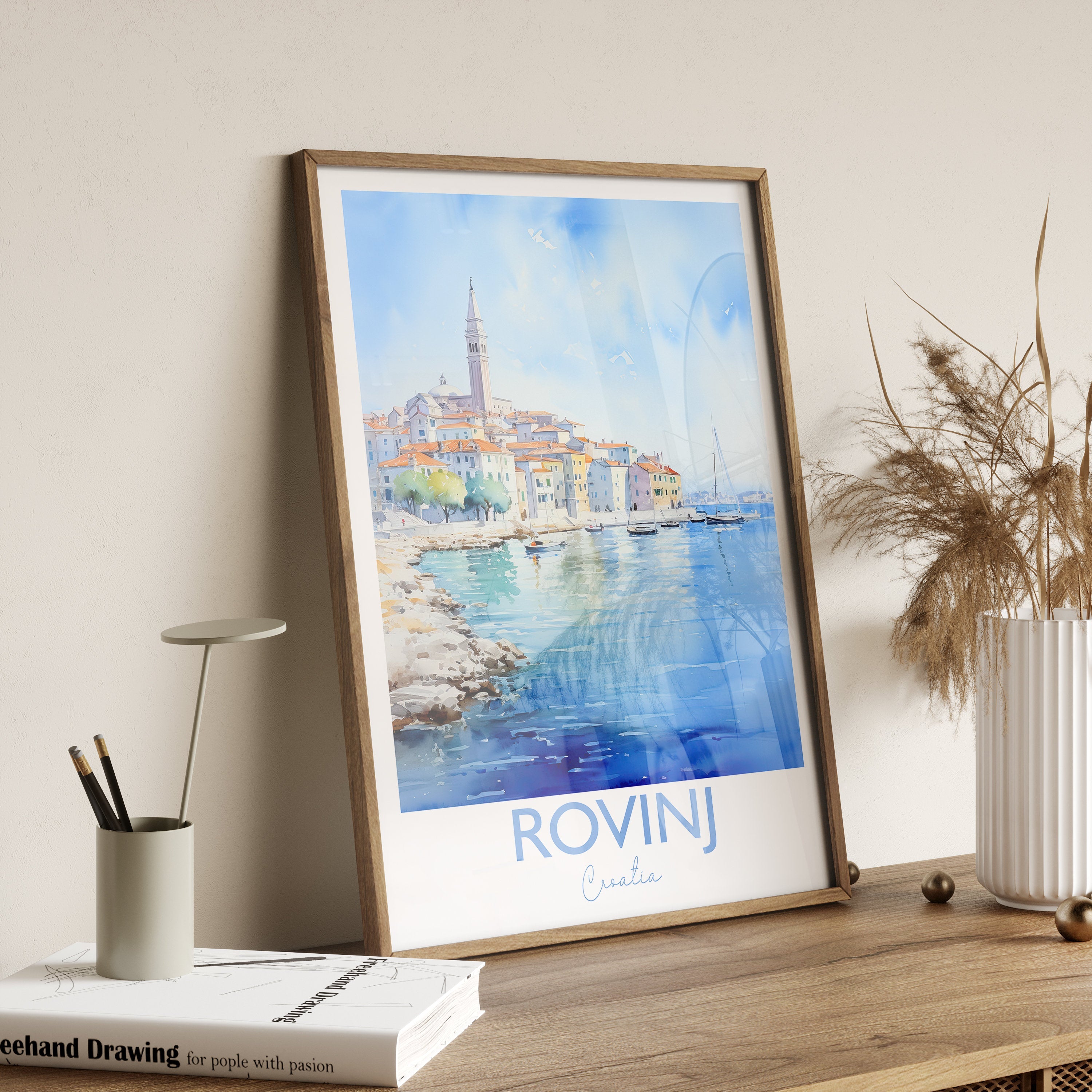 Rovinj Travel Print, Travel Poster of Rovinj, Croatia, Rovinj Gift, Travel Watercolour Gift NQ Media Designs