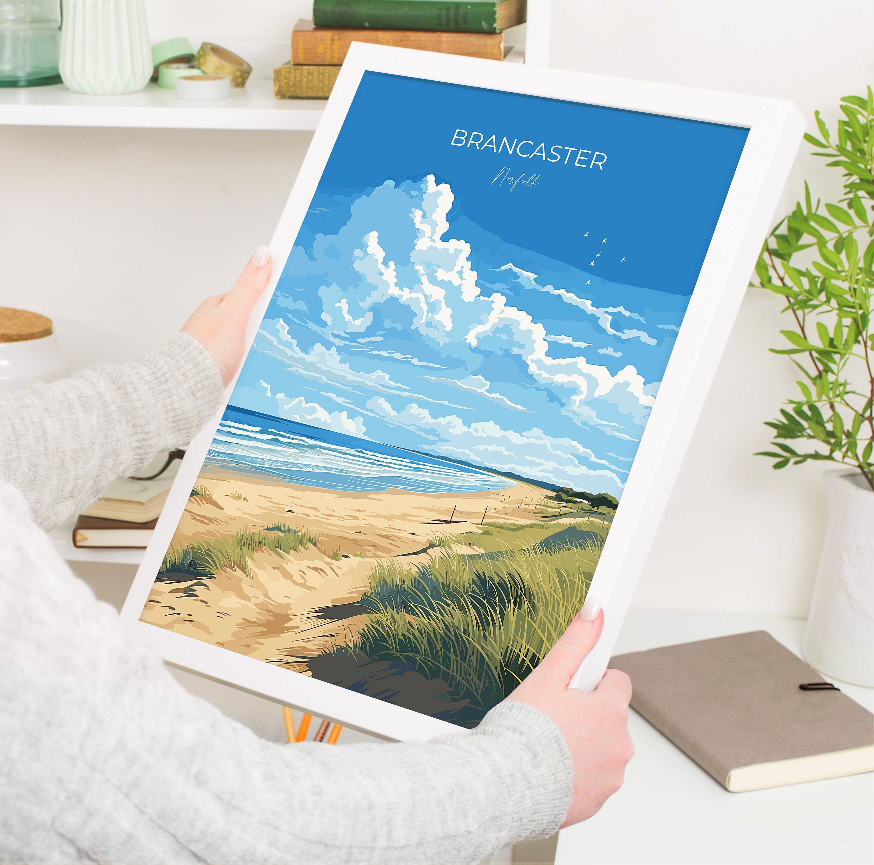 Brancaster Beach Poster, Travel Print of Brancaster, Norfolk Gift, England, Norfolk Art, Brancaster Beach Gift, Wall Art Print NQ Media Designs
