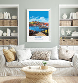 Whitby Travel Print, Travel Poster of Whitby, Yorkshire Gift, England, North Yorkshire Art, Whitby Gift, Wall Art Print NQ Media Designs