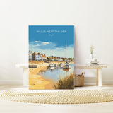 Wells Next the Sea Travel Print, Travel Poster of Wells Next the Sea, Norfolk, England, Norfolk Art, Norfolk Gift, Wall Art Print NQ Media Designs