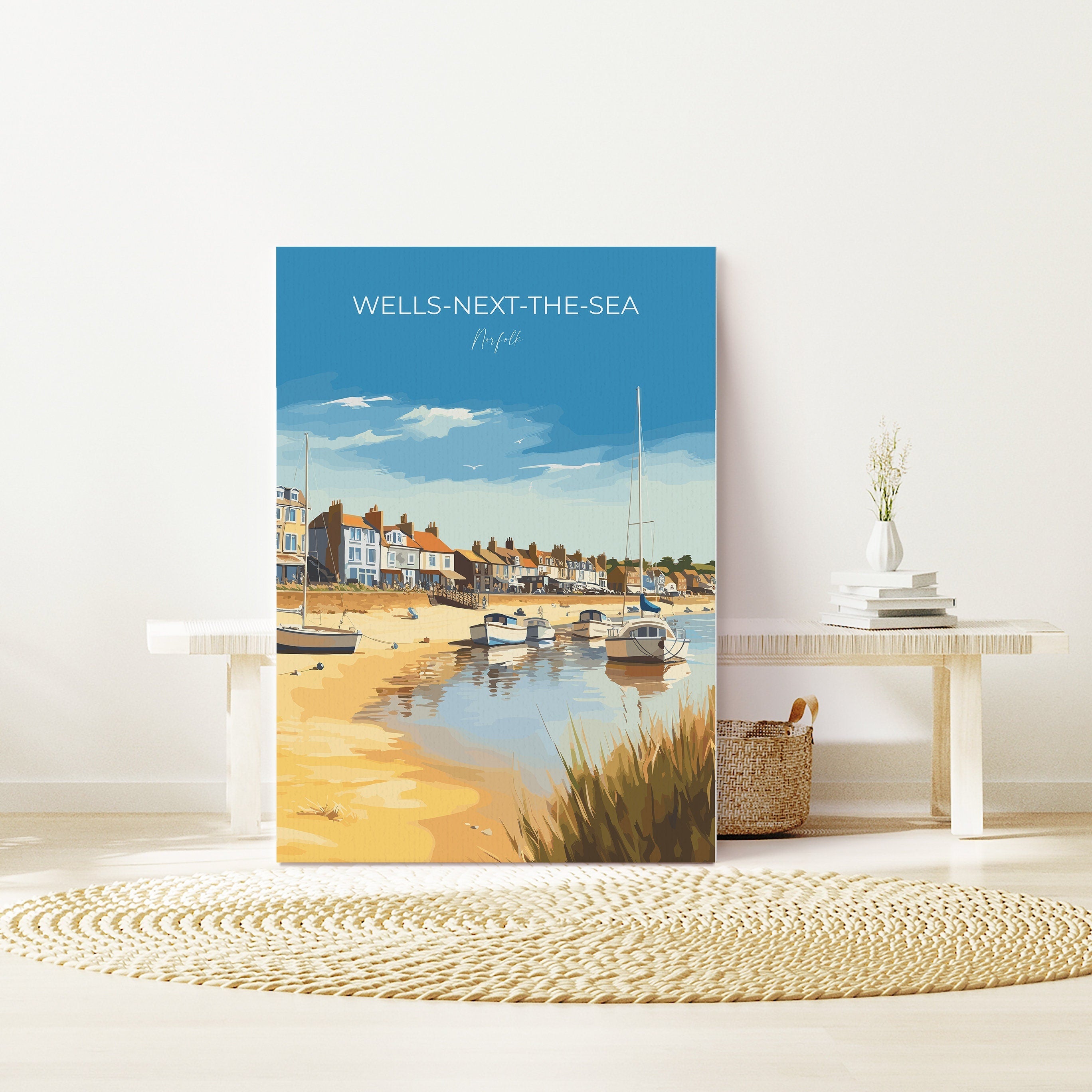 Wells Next the Sea Travel Print, Travel Poster of Wells Next the Sea, Norfolk, England, Norfolk Art, Norfolk Gift, Wall Art Print NQ Media Designs