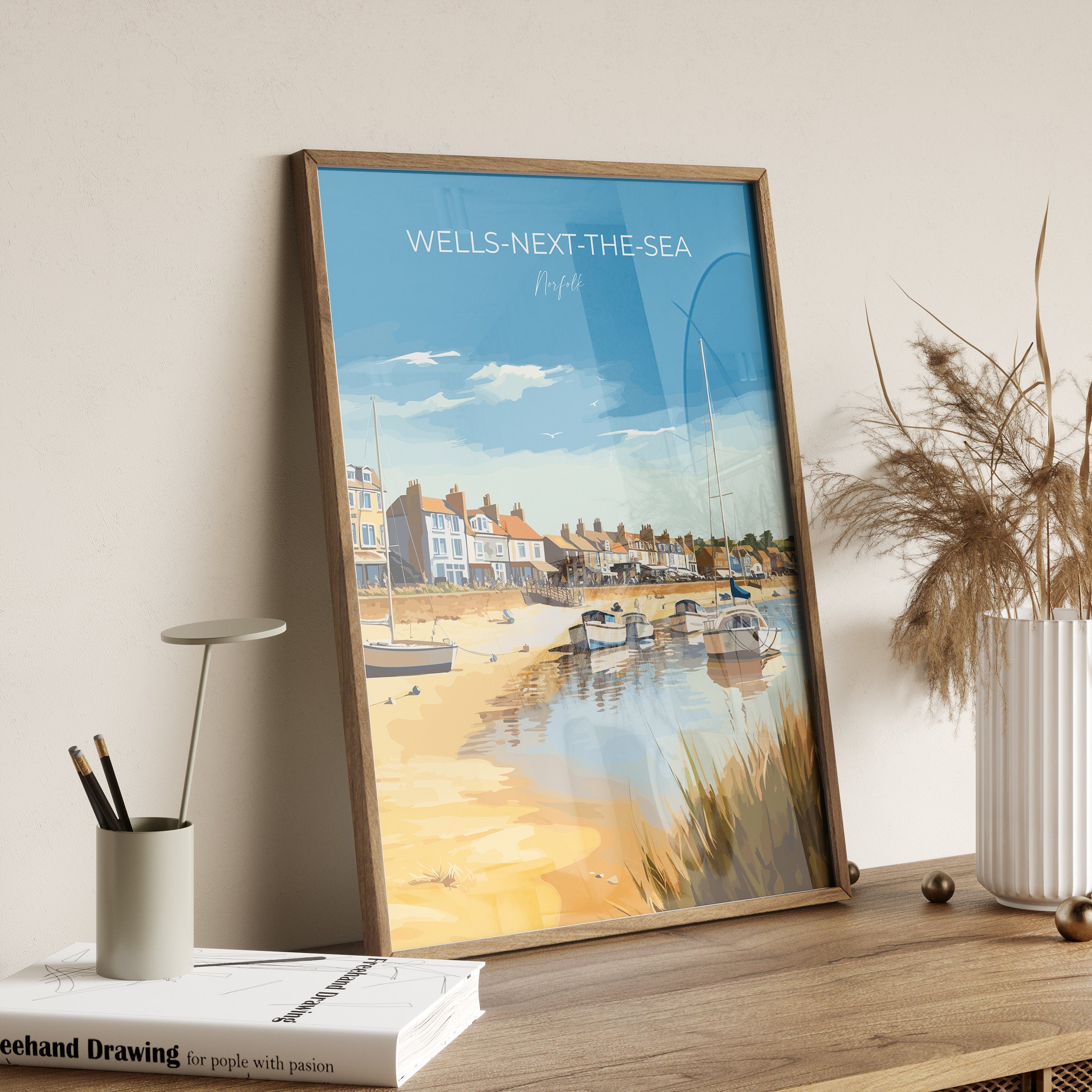 Wells Next the Sea Travel Print, Travel Poster of Wells Next the Sea, Norfolk, England, Norfolk Art, Norfolk Gift, Wall Art Print NQ Media Designs