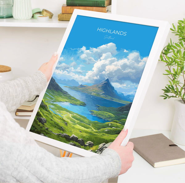 Highlands Print, Travel Poster of Highlands, Highlands Gift, Scotland, Highlands Art, Glencoe Gift, Wall Art Print