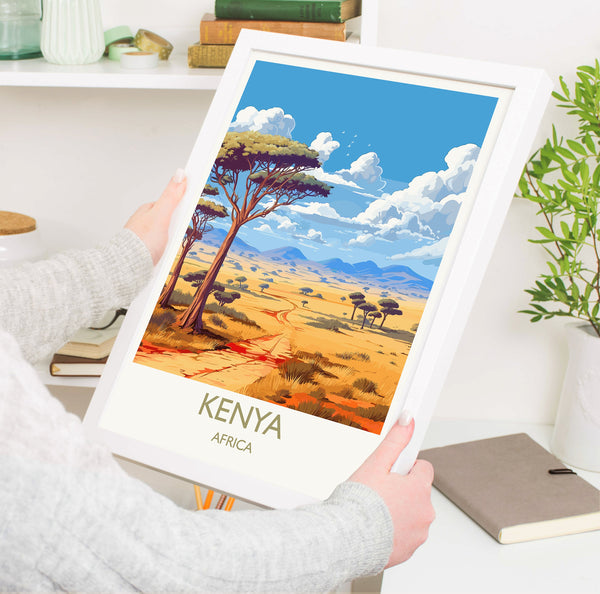 Kenya Travel Print, Travel Poster of Kenya, Kenya Gift, Africa, Africa Art Gift, Wall Art Print