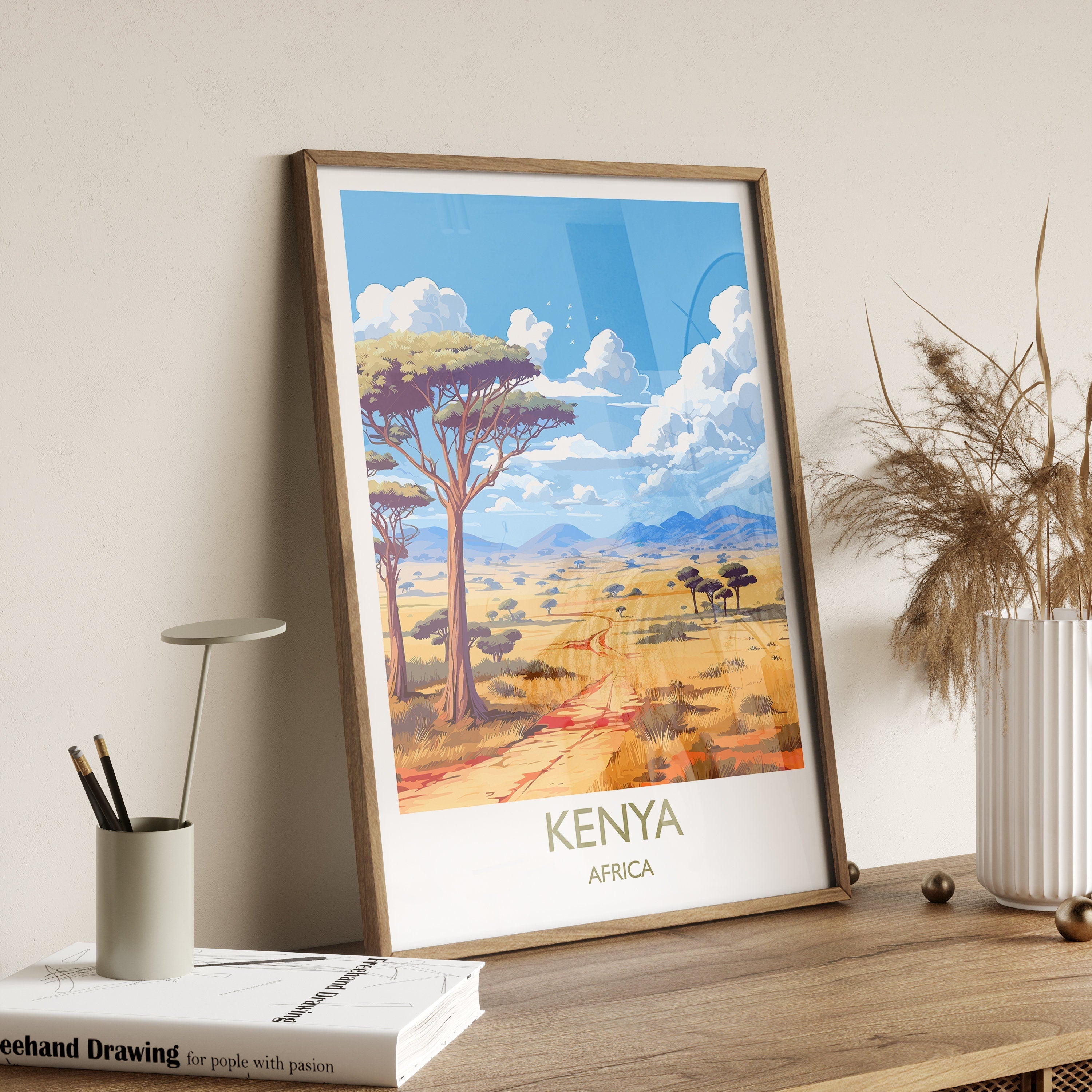 Kenya Travel Print, Travel Poster of Kenya, Kenya Gift, Africa, Africa Art Gift, Wall Art Print NQ Media Designs
