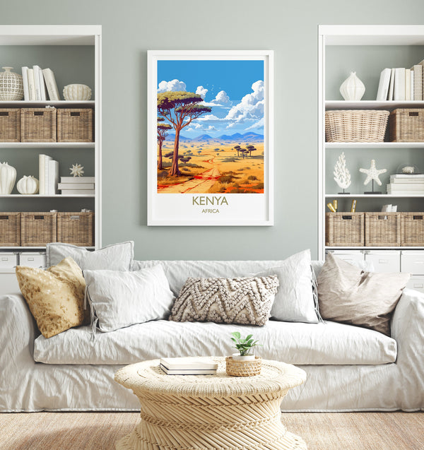 Kenya Travel Print, Travel Poster of Kenya, Kenya Gift, Africa, Africa Art Gift, Wall Art Print