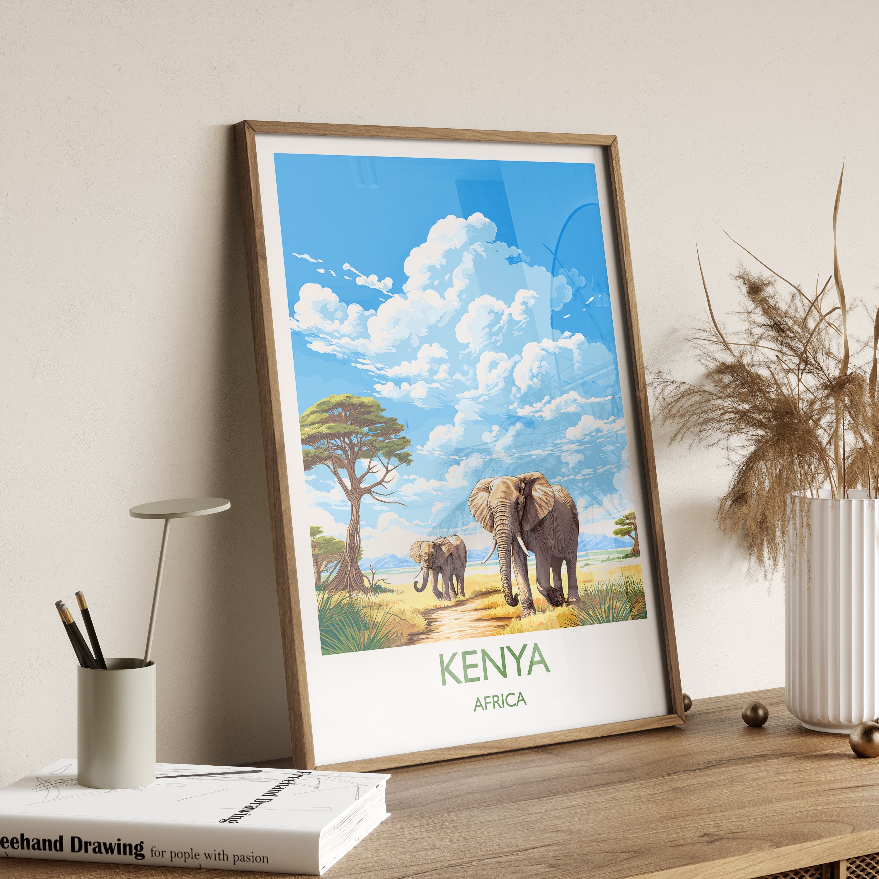 Kenya Travel Poster, Travel Print of Kenya, Kenya Gift, Africa, Africa Art Gift, Wall Art Print NQ Media Designs
