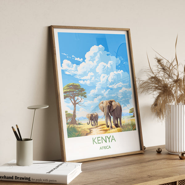 Kenya Travel Poster, Travel Print of Kenya, Kenya Gift, Africa, Africa Art Gift, Wall Art Print