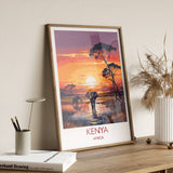 Kenya Travel Print, Travel Poster of Kenya, Kenya Gift, Kenya Sunset Africa, Africa Art Gift, Wall Art Print NQ Media Designs