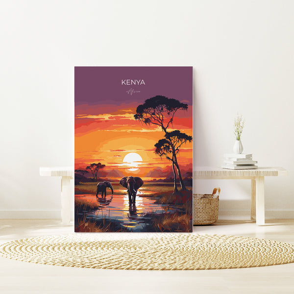 Kenya Travel Print, Travel Poster of Kenya, Kenya Gift, Kenya Sunset Africa, Africa Art Gift, Wall Art Print
