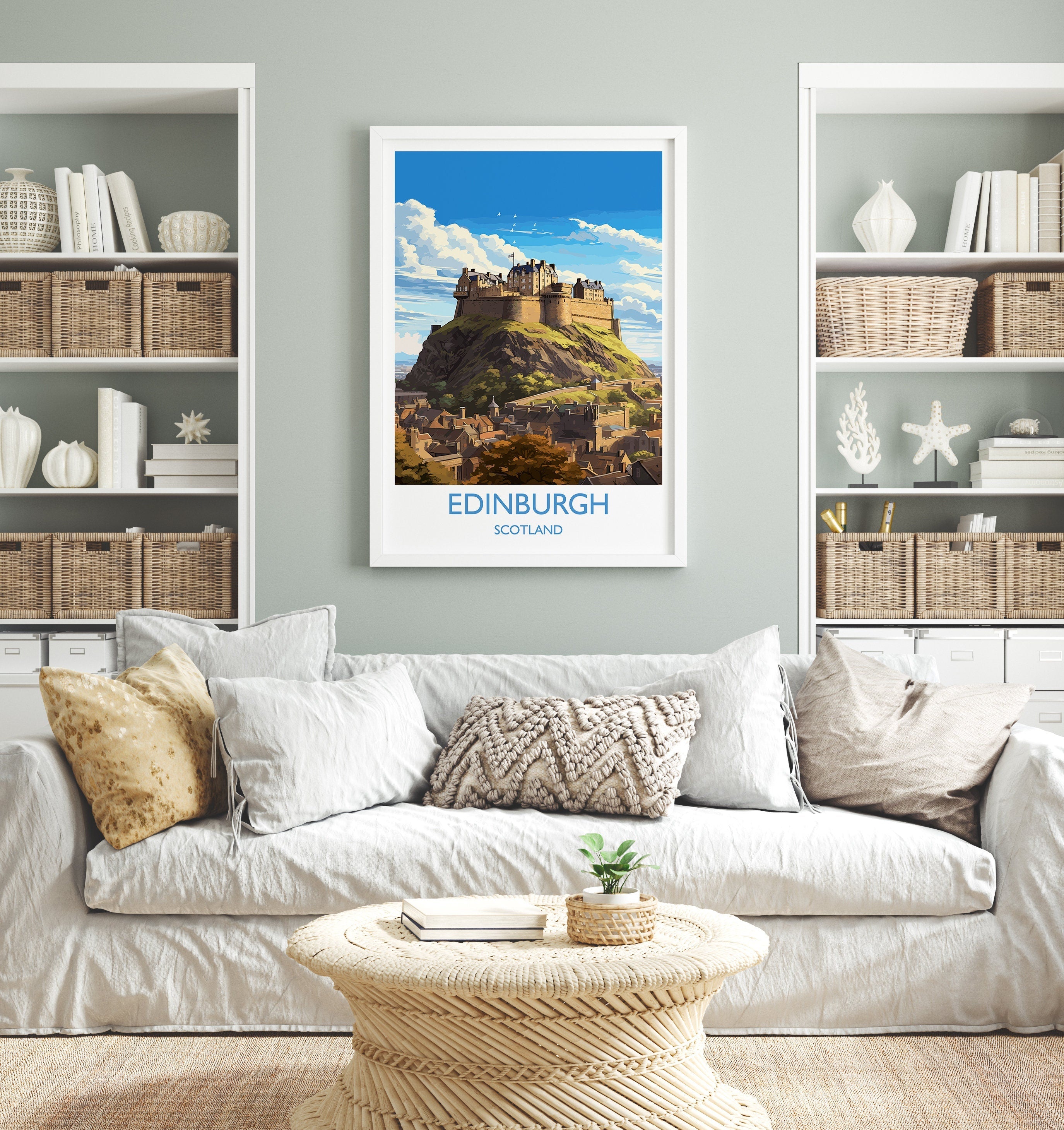 Edinburgh Travel Poster, Travel Print of Edinburgh, Scotland, Edinburgh Castle Art, Edinburgh Gift, Wall Art Print NQ Media Designs