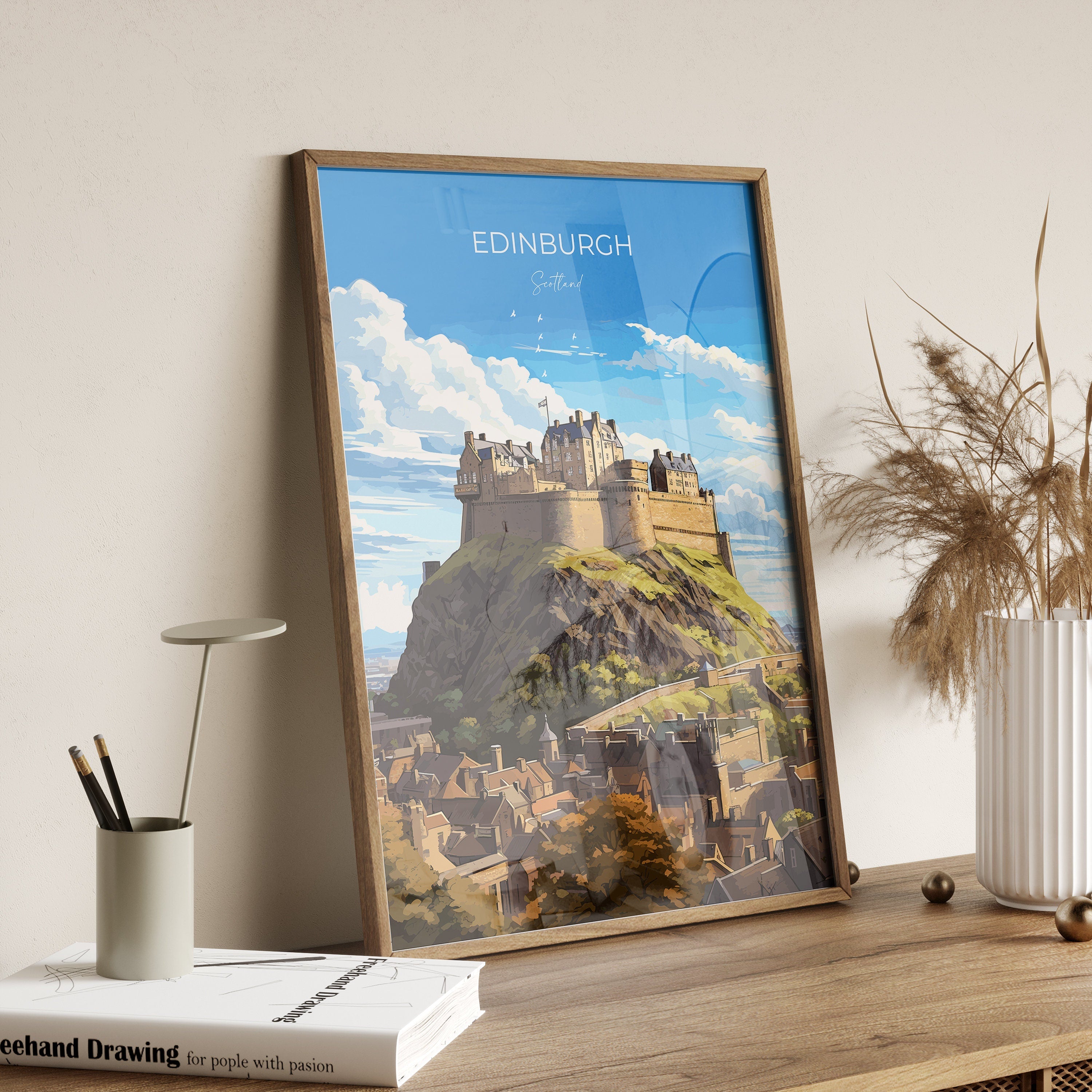 Edinburgh Print, Travel Poster of Edinburgh Castle, Scotland, Edinburgh Castle Art, Edinburgh Gift, Wall Art Print NQ Media Designs