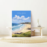 Fistral Beach Print, Travel Poster of Cornwall, England, Cornwall Art, Fistral Beach Gift, Wall Art Print NQ Media Designs