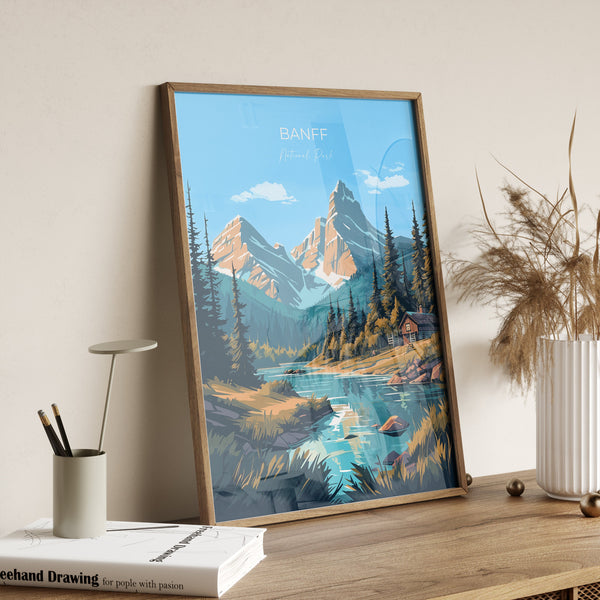 Banff Print, Travel Poster of Banff National Park, Banff National Park Gift, Canada Art, Canada Gift,