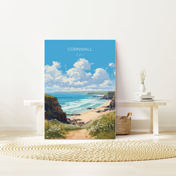 Cornwall Travel Print, Travel Poster of Cornwall, England, Cornwall Art, Cornwall Gift, Wall Art Print