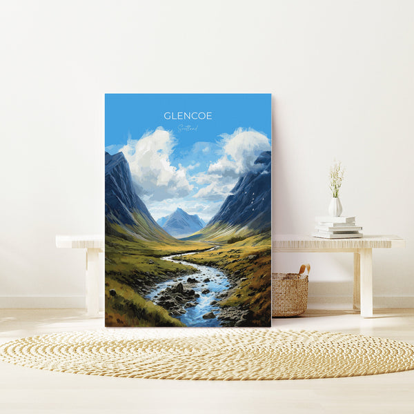 Glencoe Travel Poster, Travel Print of Glencoe, Highlands Gift, Scotland, Highlands Art, Glencoe Gift, Wall Art Print