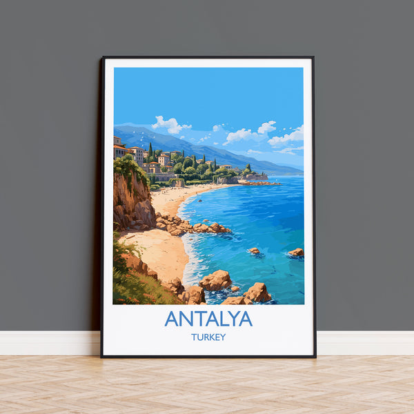 Antalya Travel Print, Travel Poster of Antalya, Turkey Poster, Antalya Gift, Antalya Art, Turkey Art