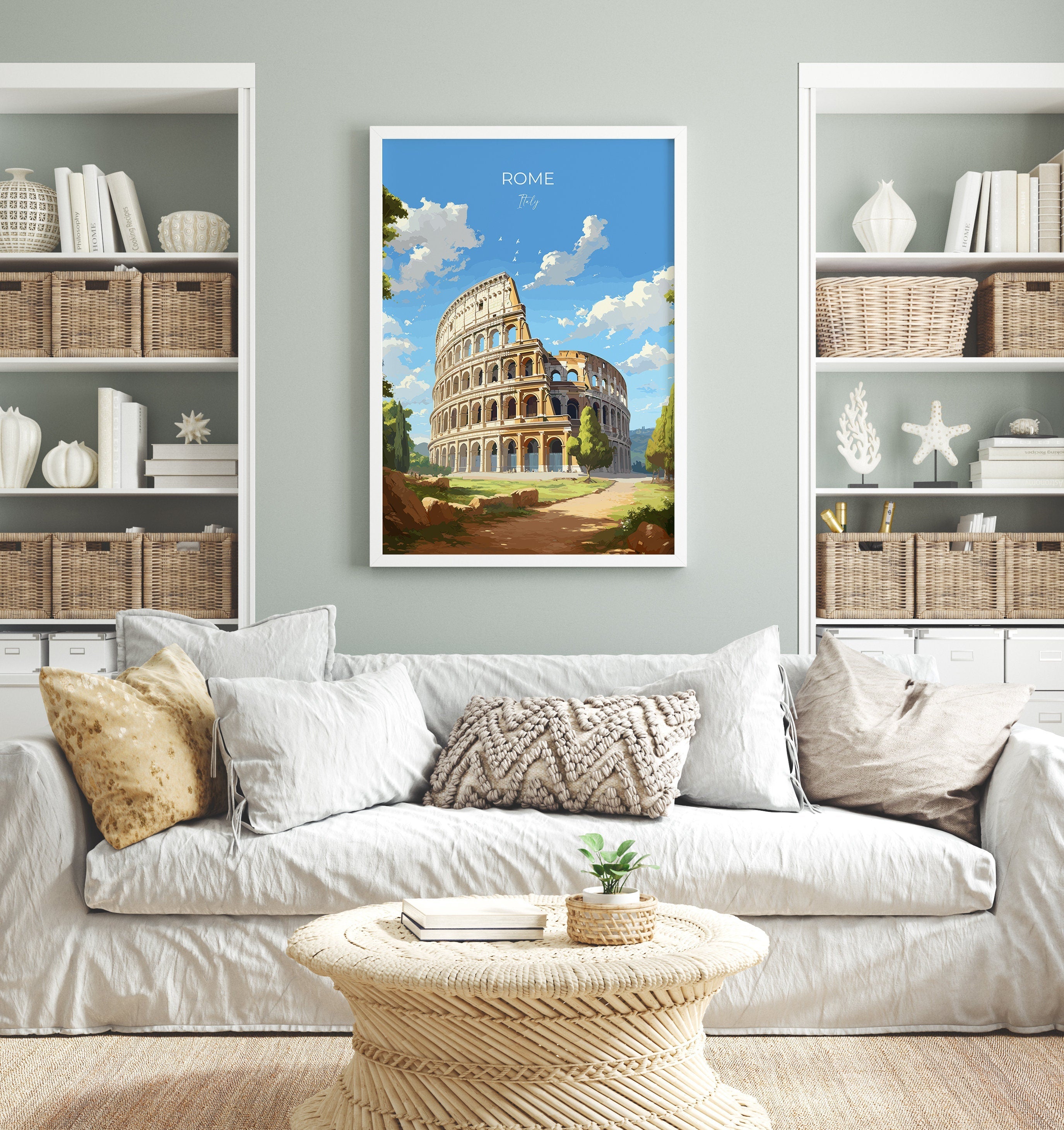 Rome Travel Poster, Travel Print of Rome, Italy Poster, Rome Gift, Colosseum Rome Art, Italy Art NQ Media Designs