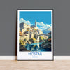 Mostar Travel Print, Travel Poster of Mostar, Bosnia Poster, Mostar Gift, Mostar Art, Bosnia Art