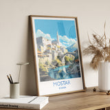 Mostar Travel Print, Travel Poster of Mostar, Bosnia Poster, Mostar Gift, Mostar Art, Bosnia Art NQ Media Designs