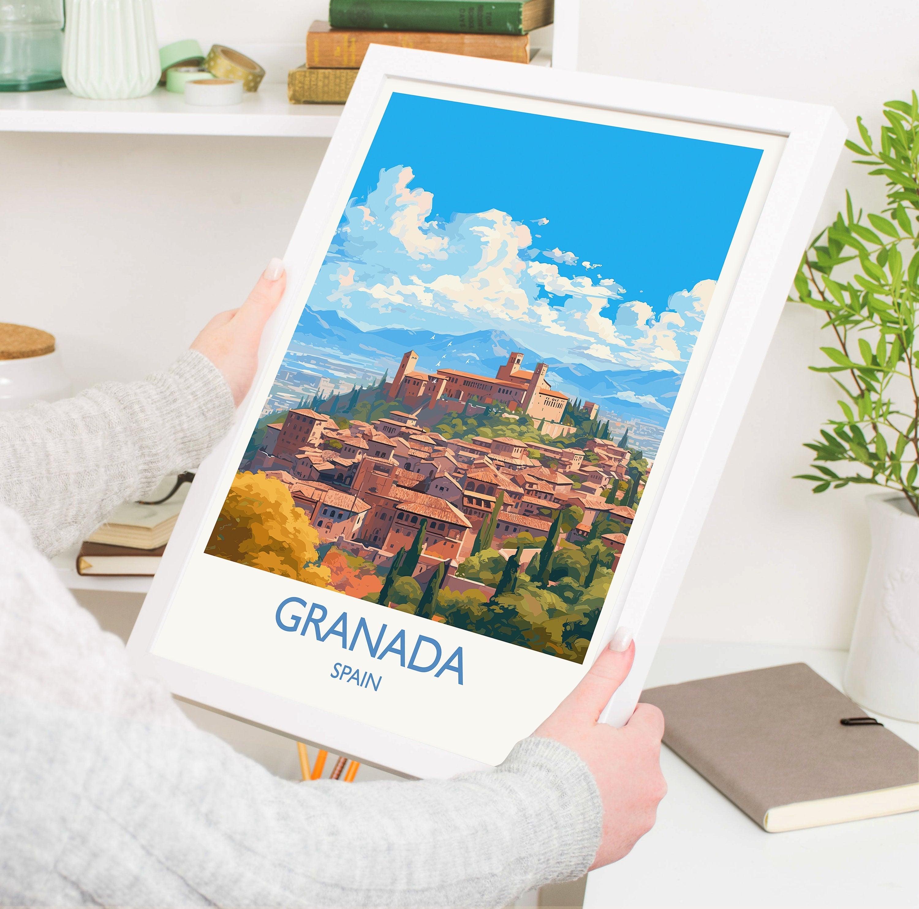 Granada Travel Print, Travel Poster of Granada , Spain Poster, GranadaGift, GranadaArt, Spain Art NQ Media Designs