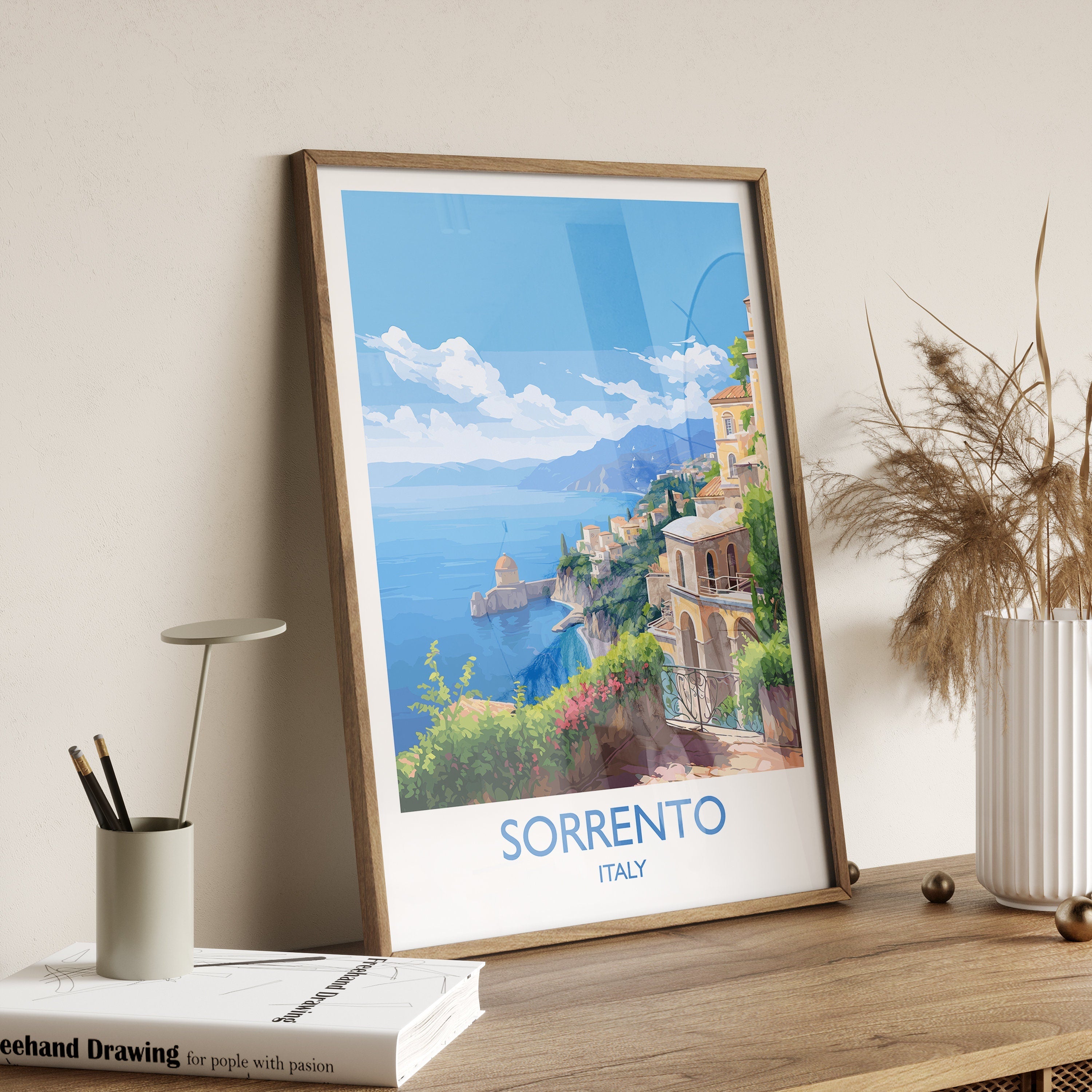 Sorrento Travel Print, Travel Poster of Sorrento, Italy Poster, Sorrento Gift, Sorrento Art, Italy Art Travel Gift NQ Media Designs
