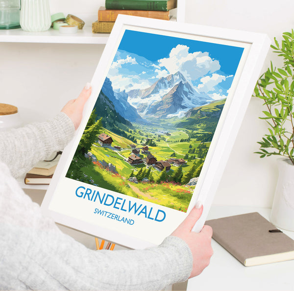 Grindelwald Travel Print, Travel Poster of Grindelwald, Grindelwald Gift, Switzerland Art Gift,Wall Art Print