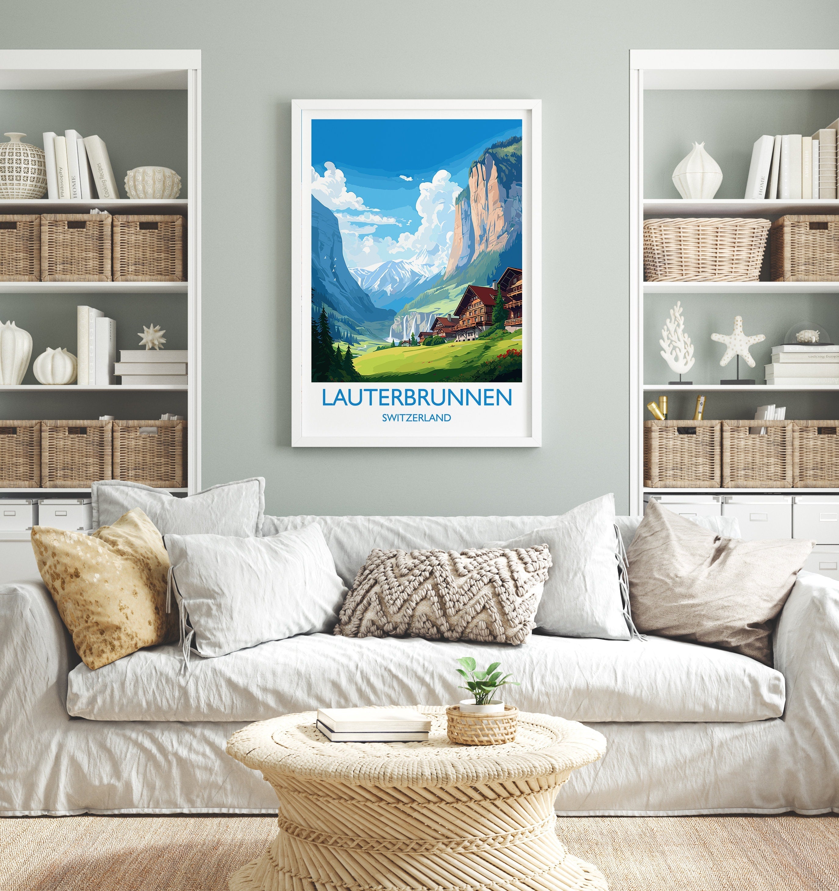 Lauterbrunnen Travel Print, Travel Poster of Lauterbrunnen, Lauterbrunnen Gift, Switzerland Art Gift,Wall Art Print NQ Media Designs