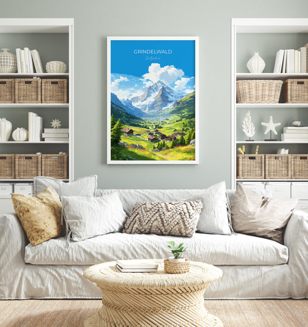 Grindelwald Travel Print, Travel Poster of Grindelwald, Grindelwald Gift, Switzerland Art Gift, Wall Art Print