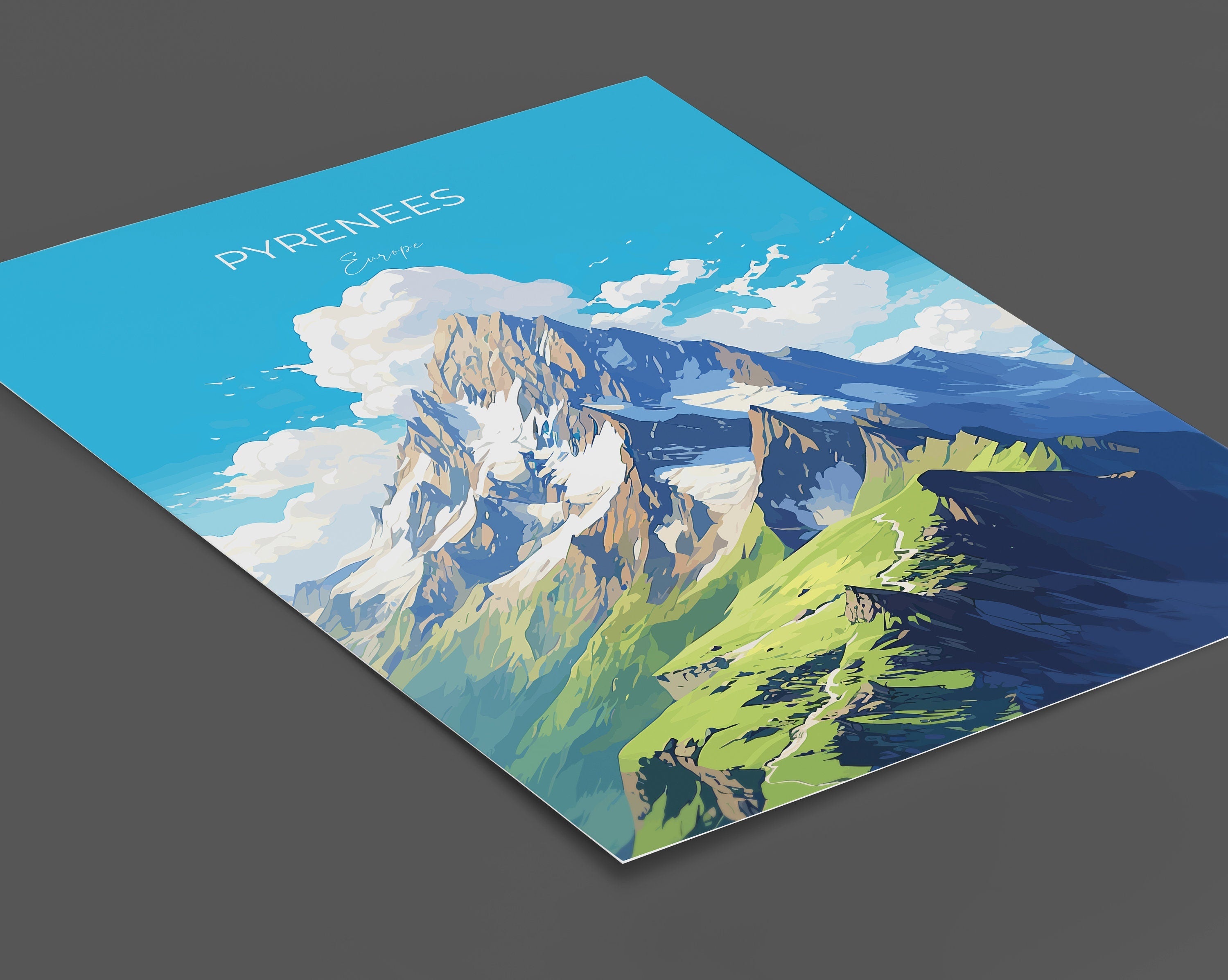 Pyrenees Travel Print, Travel Poster of Pyrenees, Pyrenees Gift, Mountain Art, Pyrenees Gift, Wall Art Print NQ Media Designs