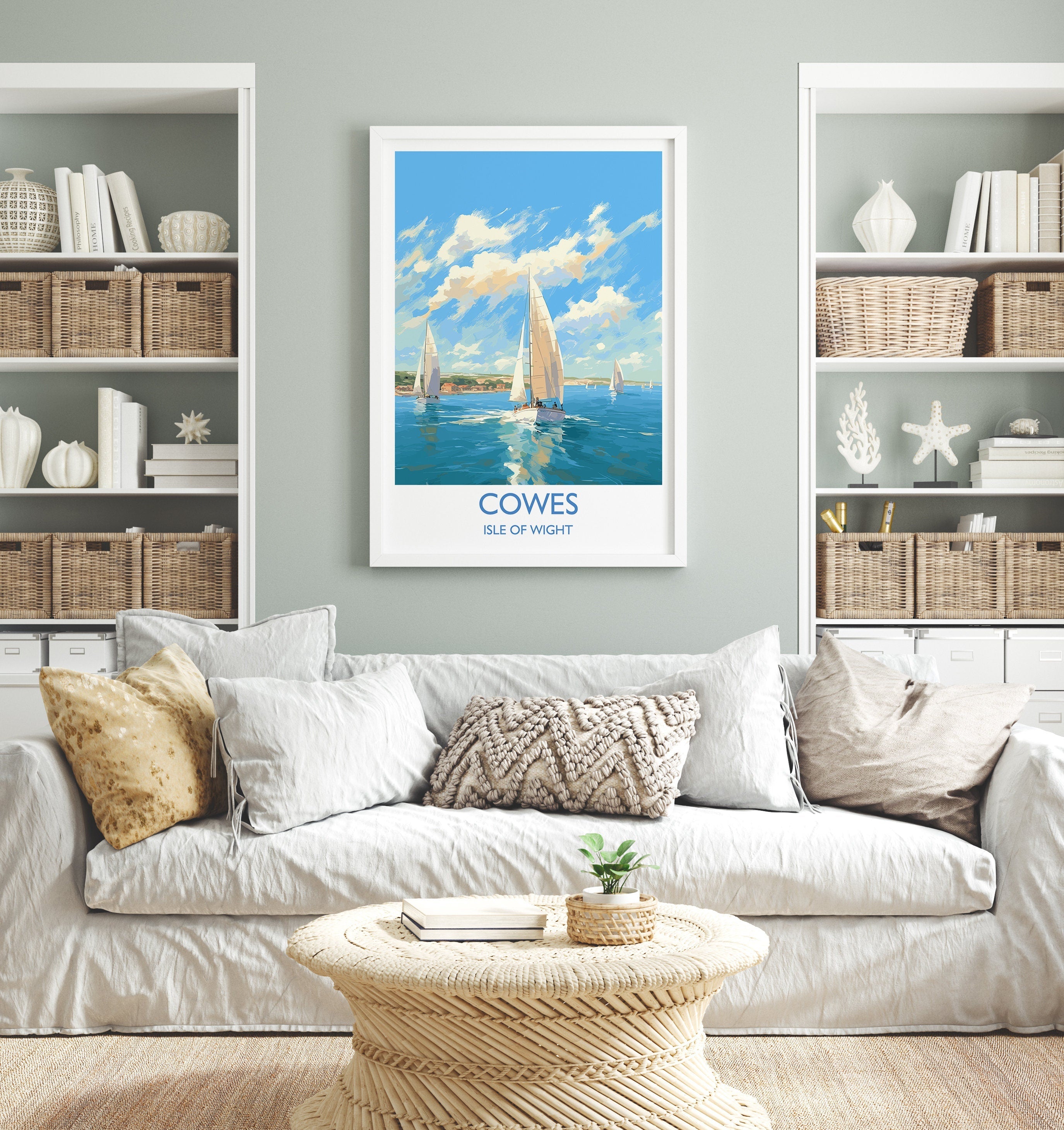 Cowes Print, Travel Poster of Cowes, Cowes Gift, Cowes Art, Sailing Art, Isle of Wight Gift, NQ Media Designs