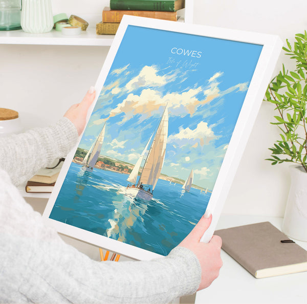 Cowes Sailing Print, Travel Poster of Cowes, Cowes Gift, Cowes Art, Sailing Art, Isle of Wight Gift,