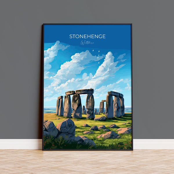 Stonehenge Travel Print, Travel Poster of Stonehenge, England, Wiltshire, Stonehenge Gift, Wall Art Print