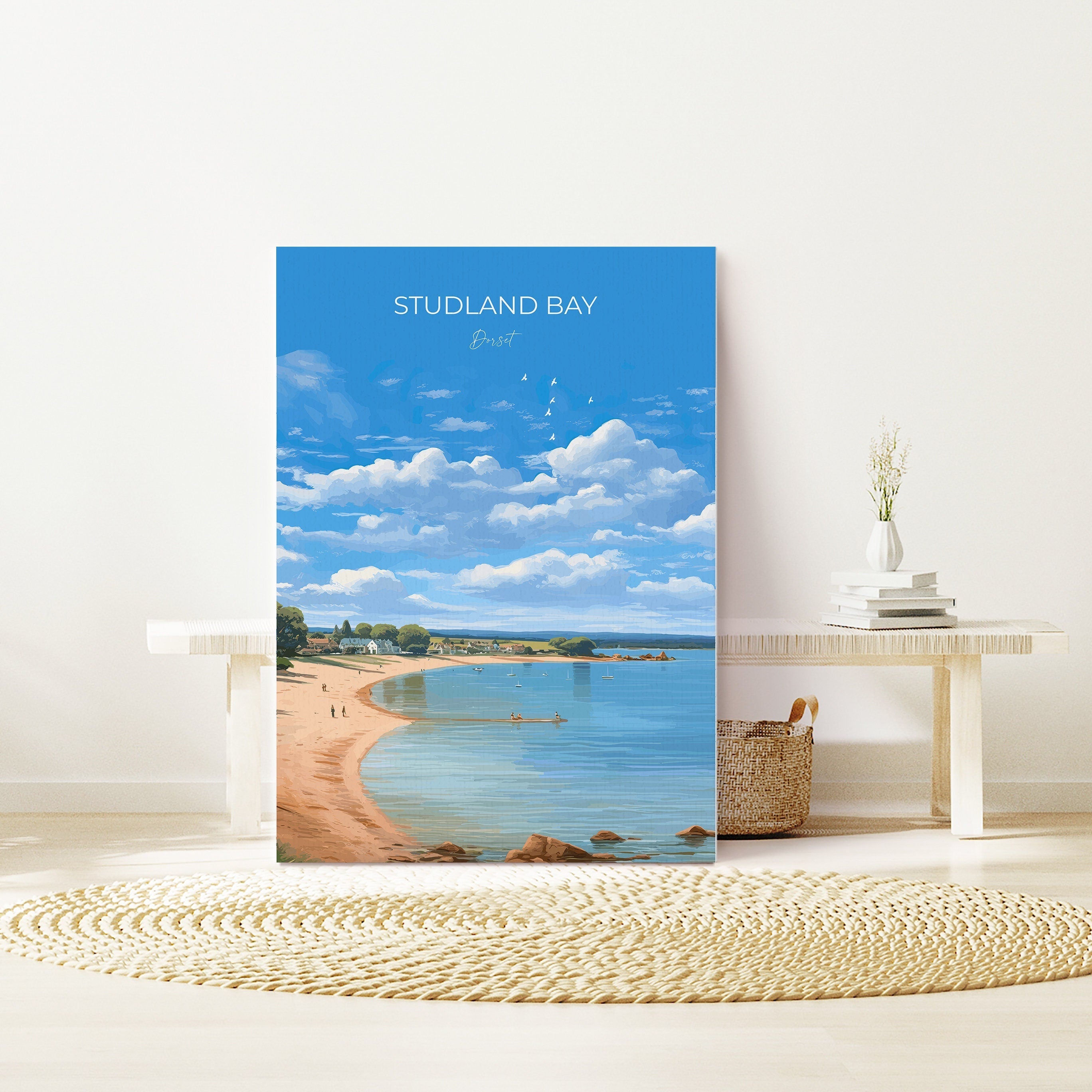 Studland Bay Travel Poster, Travel Print of Studland Bay, England, Dorset Coast Art, Dorset Gift, Wall Art Print NQ Media Designs