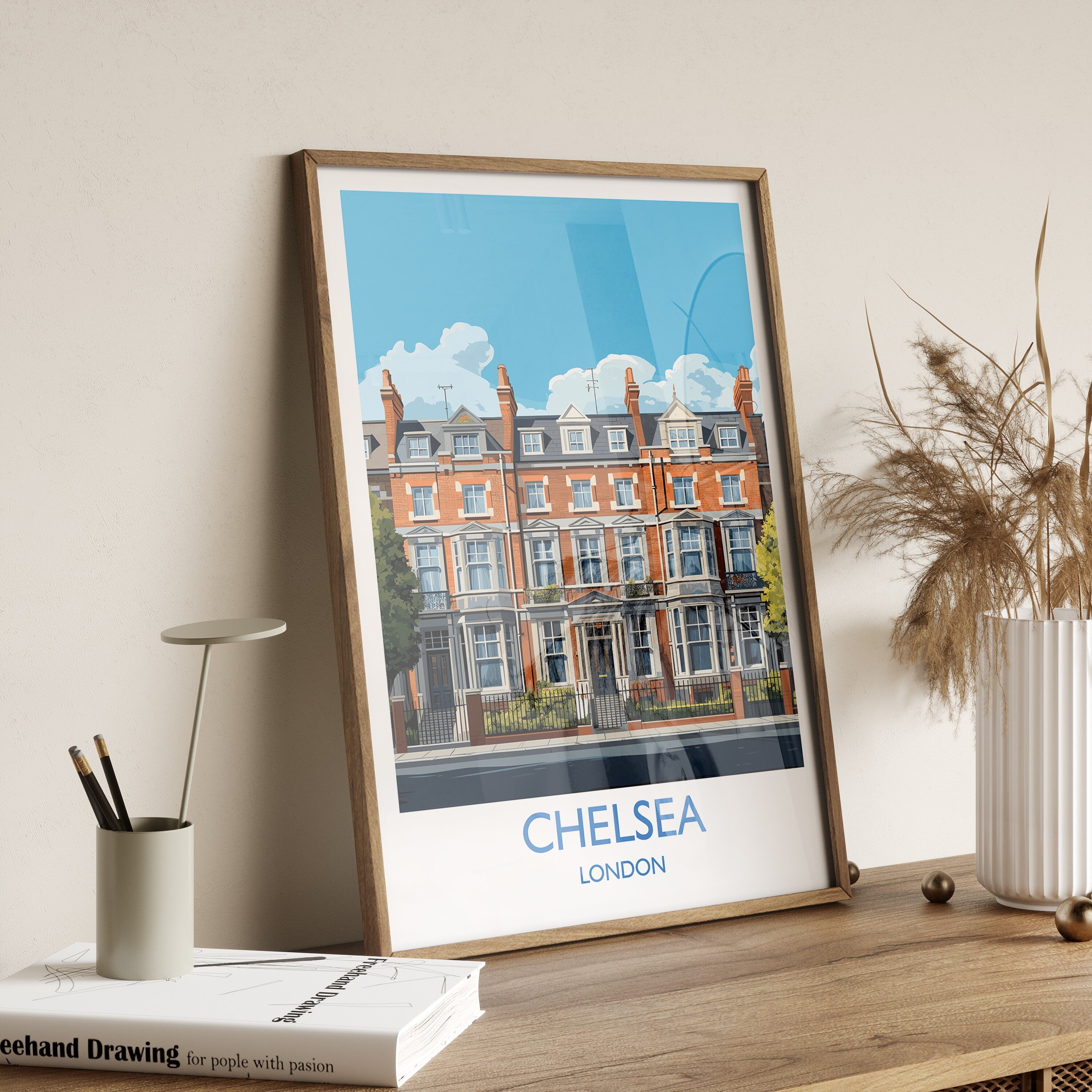 Chelsea Travel Poster, Travel Print of Chelsea, London Poster, Chelsea Gift, Chelsea Art, London Art UK Travel Gift NQ Media Designs