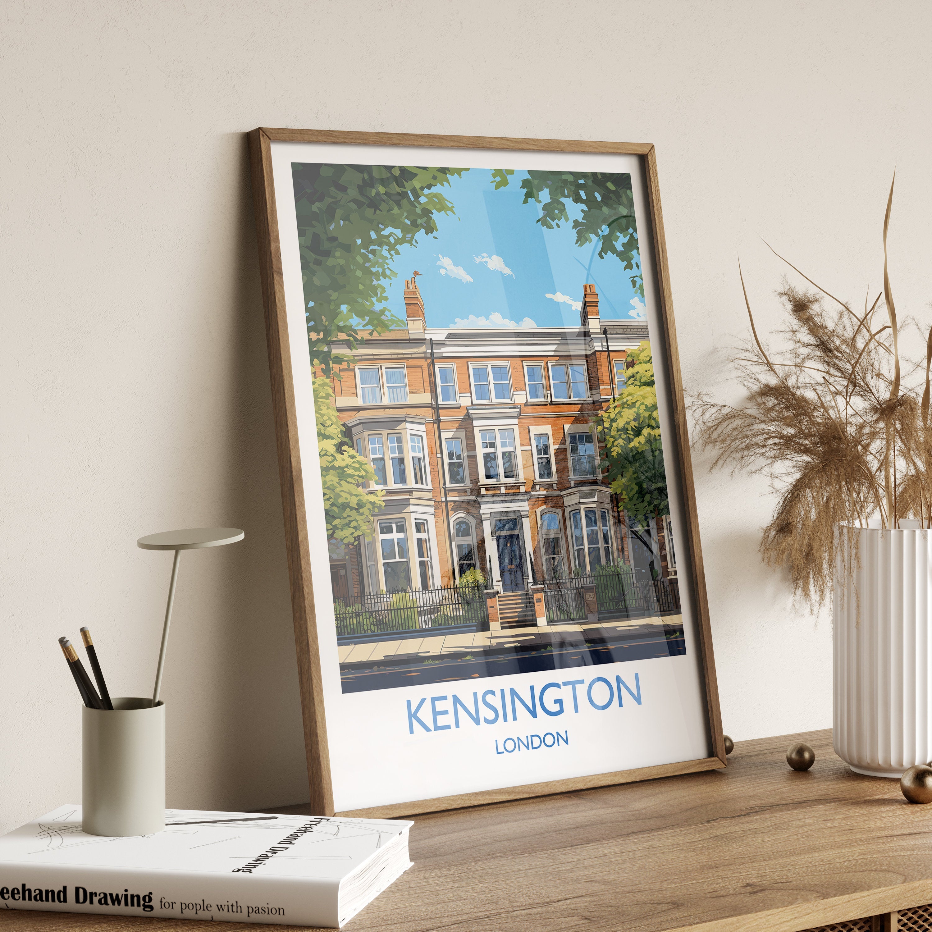 Kensington Travel Poster, Travel Print of Kensington, London Poster, Kensington Gift, Kensington Art, London Art UK Travel Gift NQ Media Designs