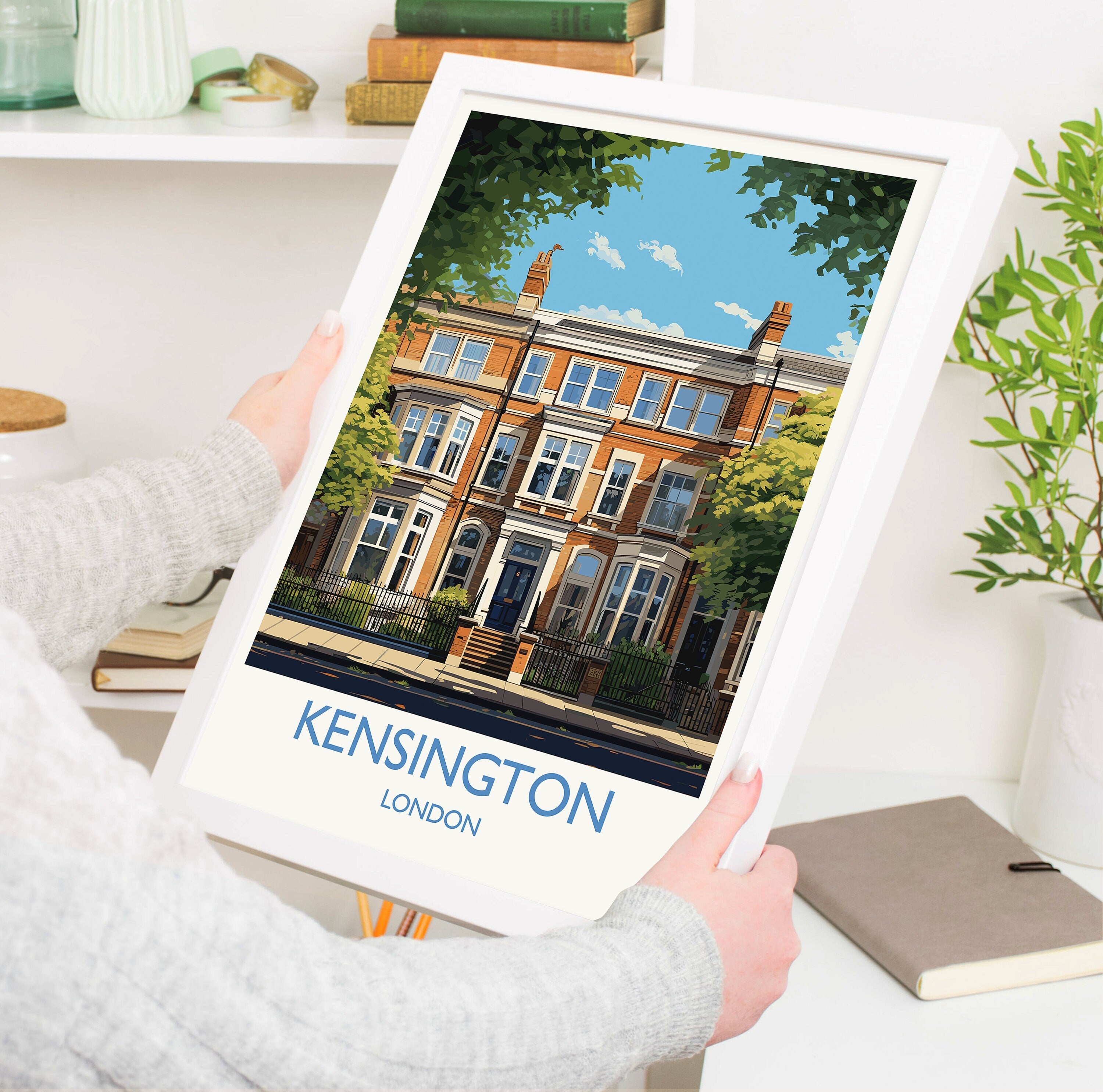 Kensington Travel Poster, Travel Print of Kensington, London Poster, Kensington Gift, Kensington Art, London Art UK Travel Gift NQ Media Designs