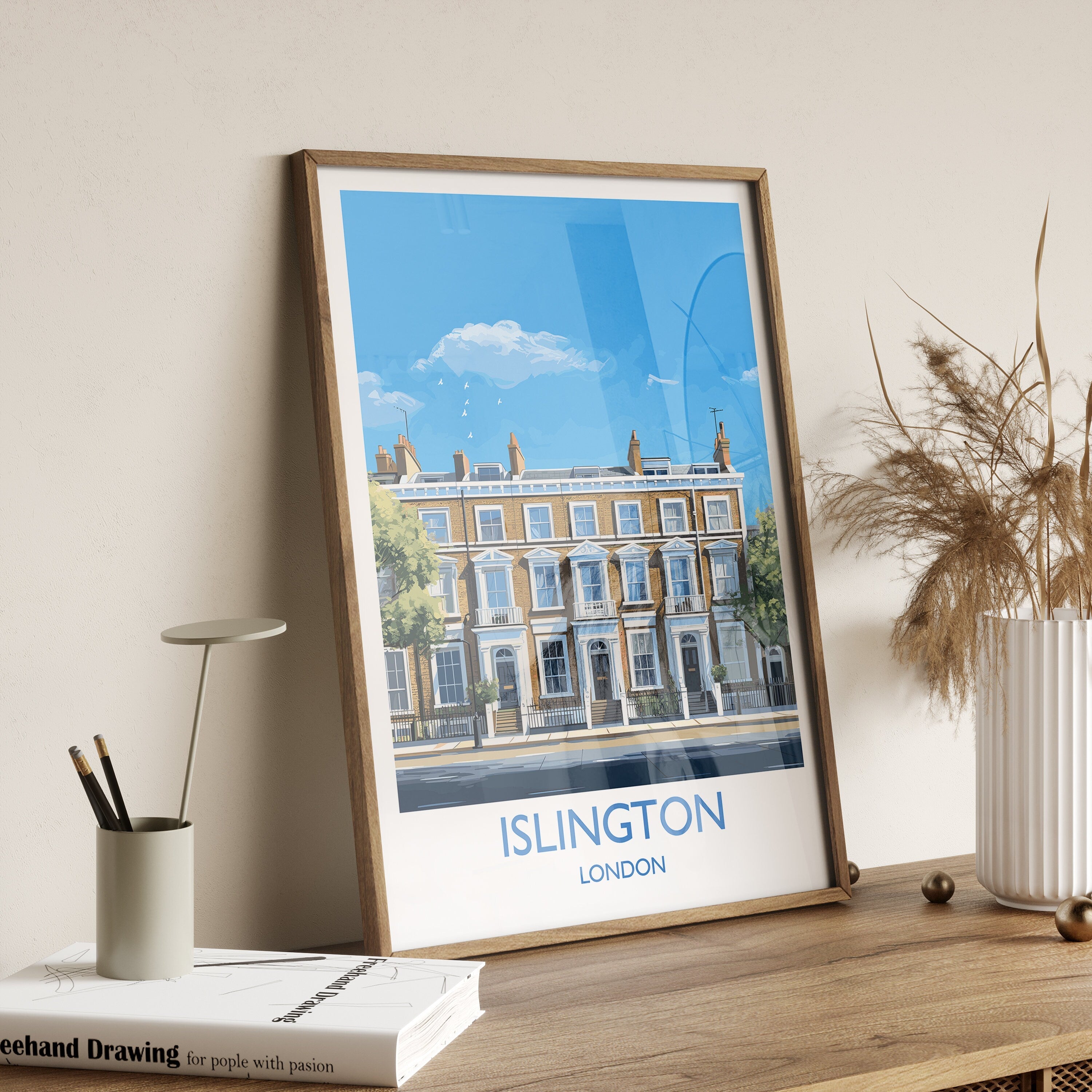 Islington Travel Poster, Travel Print of Islington, London Poster, Islington Gift, Islington Art, London Art UK Travel Gift NQ Media Designs