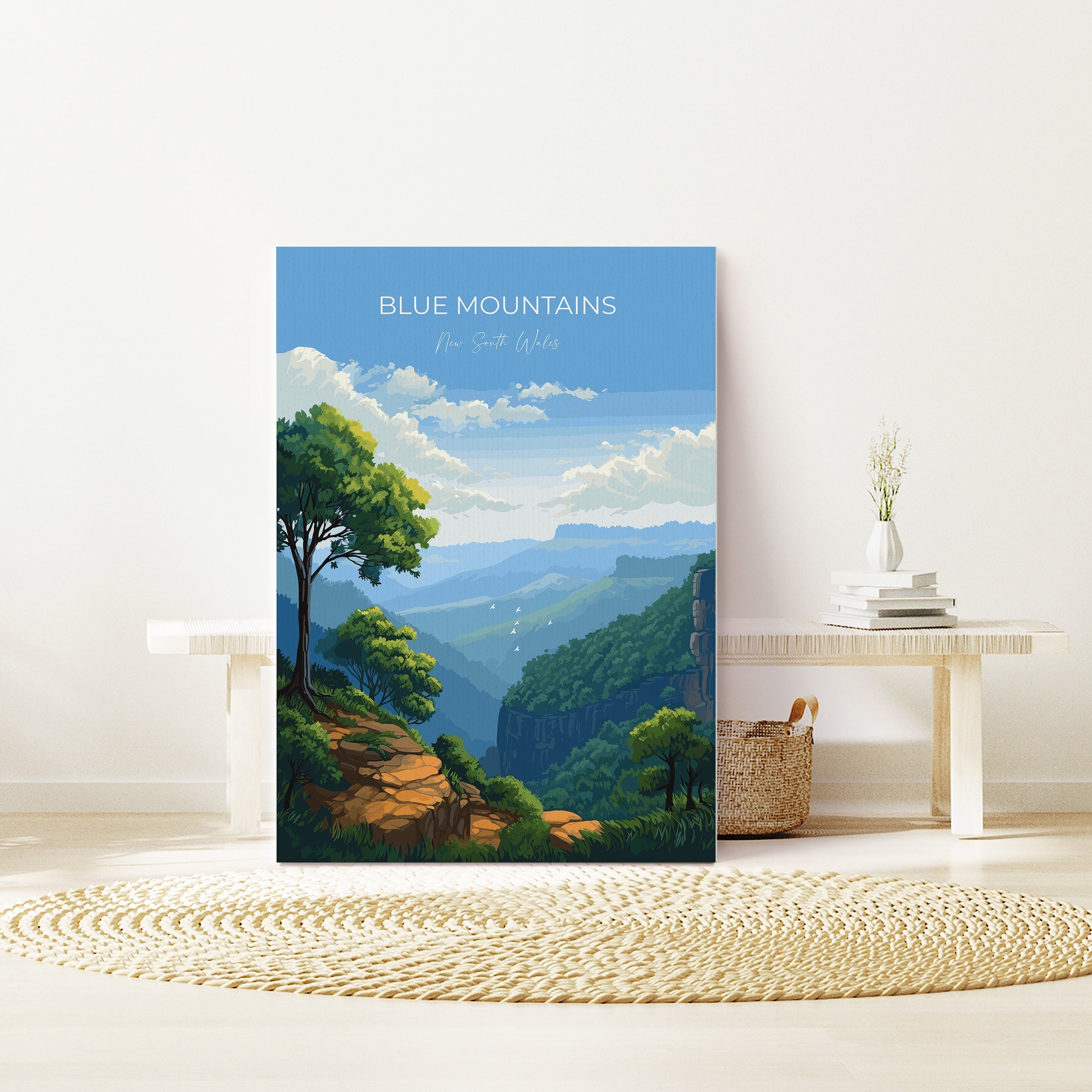 Blue Mountains Print, Travel Poster of Blue Mountains, New South Wales, Blue Mountains Gift, Australia Art Gift NQ Media Designs