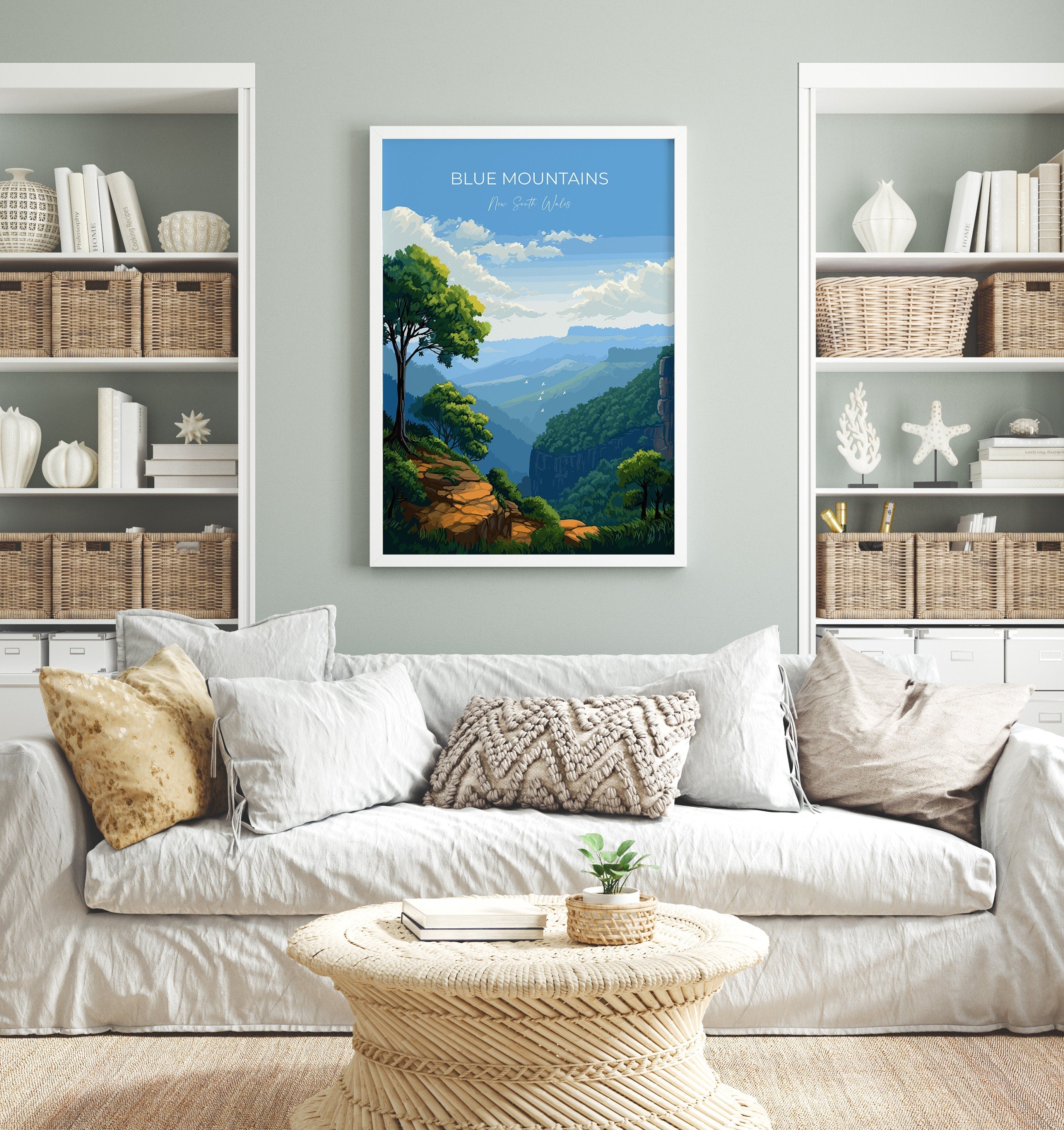 Blue Mountains Print, Travel Poster of Blue Mountains, New South Wales, Blue Mountains Gift, Australia Art Gift NQ Media Designs