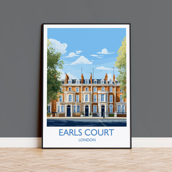 Earls Court Travel Poster, Travel Print of Earls Court, London Poster, Earls CourtGift, Earls Court Art, London Art UK Travel Gift