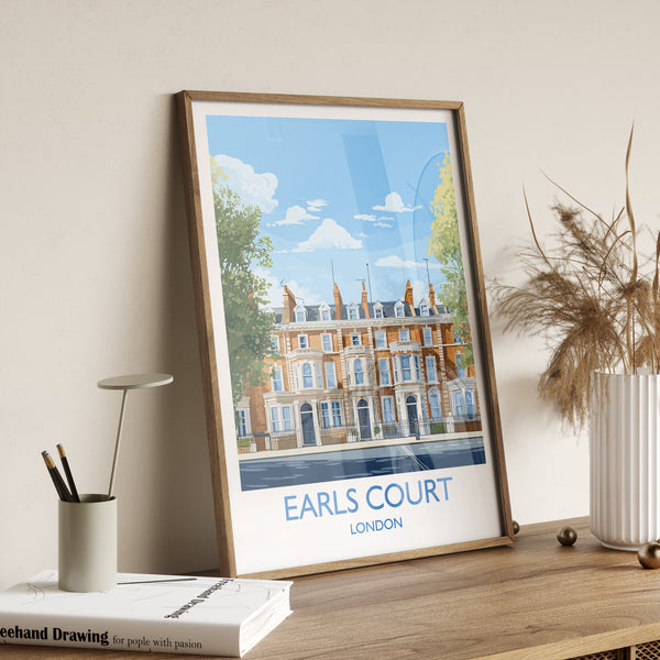 Earls Court Travel Poster, Travel Print of Earls Court, London Poster, Earls CourtGift, Earls Court Art, London Art UK Travel Gift